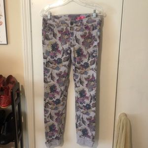 Watercolor Floral Denim Pants size 10